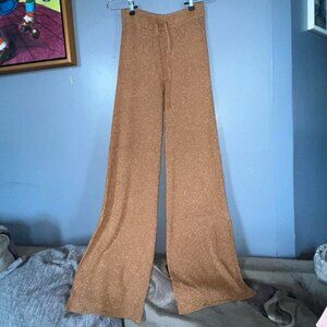 GLITTERY A.L.C. Women's Gold Glitter Metallic Stretch Flared Sweat-Pants Size XS